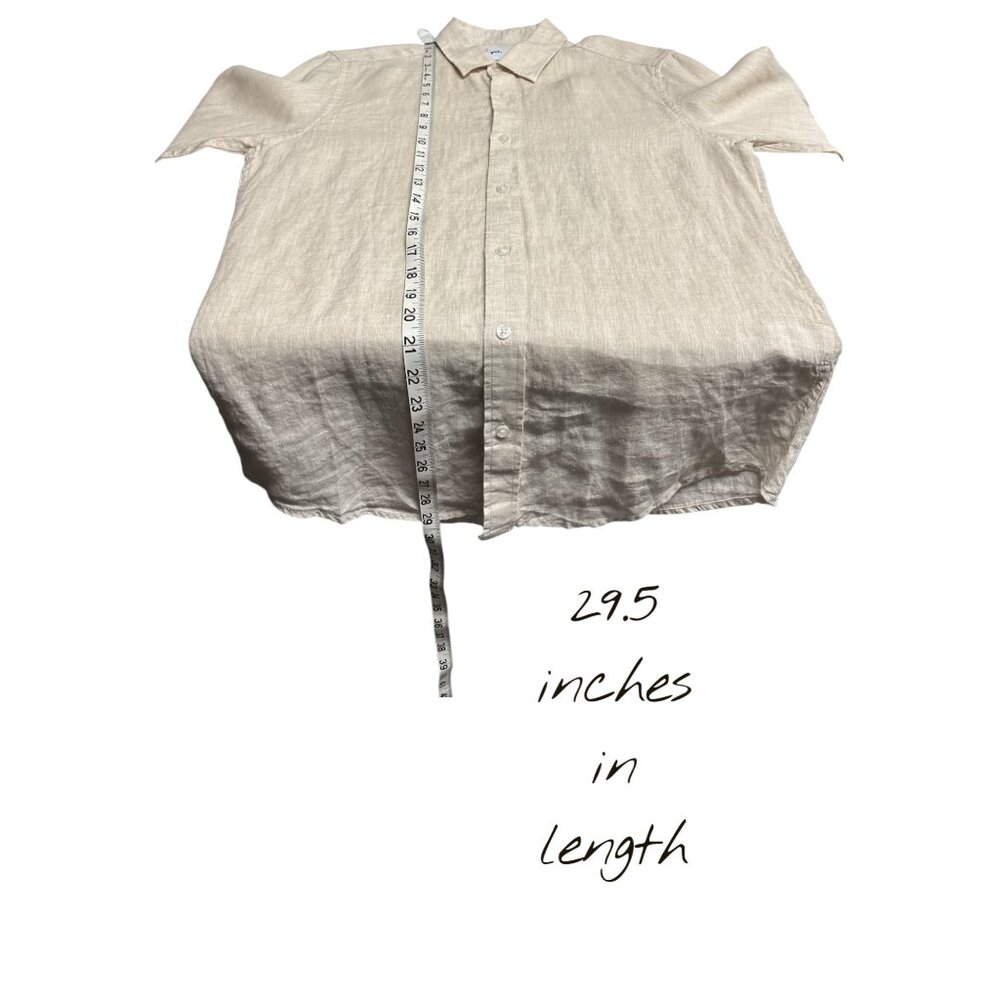 Mens Beige Linen Button-Up Shirt By Yd. XS Long Sleeve Casual Wear - Picture 6 of 6